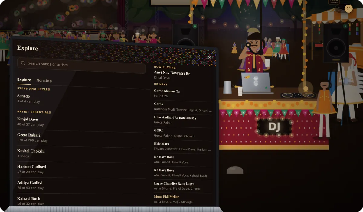 The DJ’s table with the song list open on his laptop.